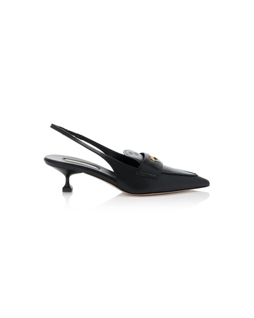 Miu Miu Black Slingback Leather Penny Loafers