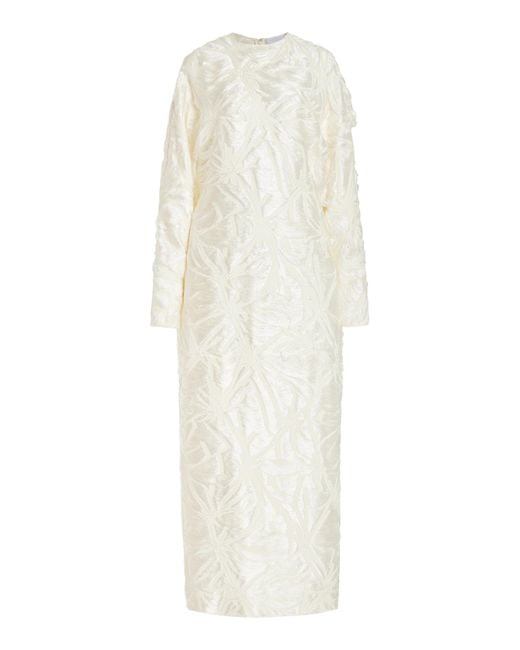 Gabriela Hearst White Brighting Textured Silk-wool Dress