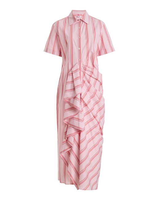 Rosie Assoulin Pink Cotton Ruffled Shirt Dress
