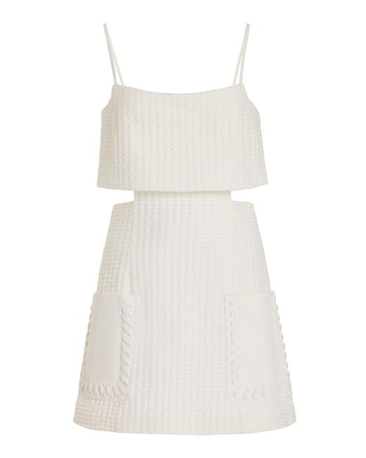 Alexis White Linzy Textured Cotton Mini Dress