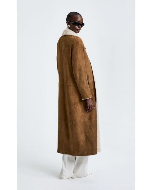 Nour Hammour Brown Birthday Shearling-trimmed Leather Coat