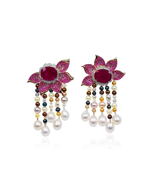 Ashna Mehta Metallic Flower 18K Ruby Bag Charm