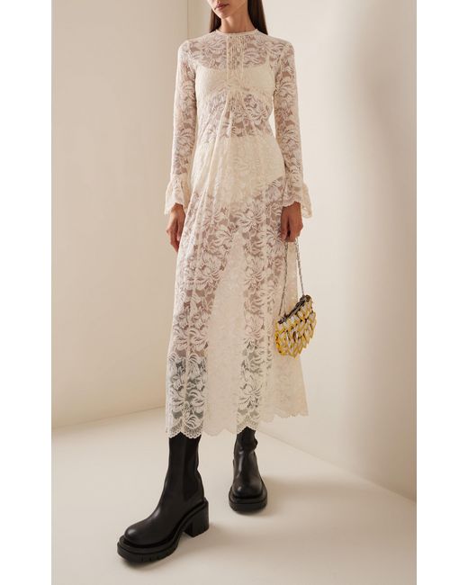 Rabanne Lace Maxi Dress in White | Lyst