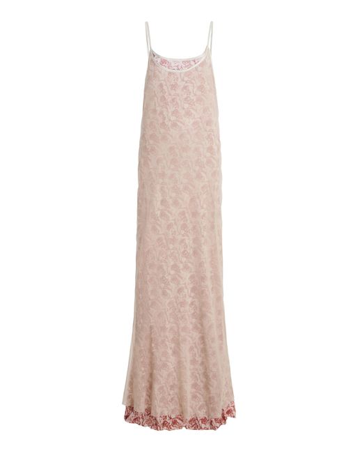 Mel Usine Natural Ondine Double-Layer Cowl-Back Slip Dress