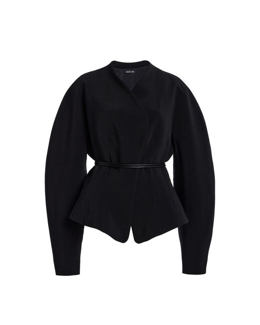 Ashlyn Black Reed Pleated-Hem Jacket