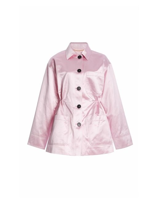 Adam Lippes Pink Silk-cotton Duchesse Satin Barn Jacket