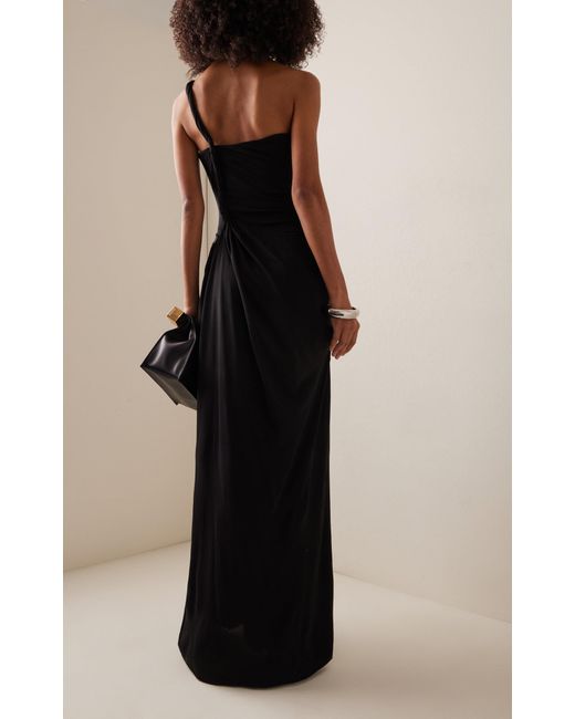 Jonathan Simkhai Black Sone Draped Asymmetric Jersey Maxi Dress