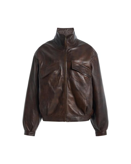 Sloan Brown Exclusive Oversized Leather Bomber Jacket