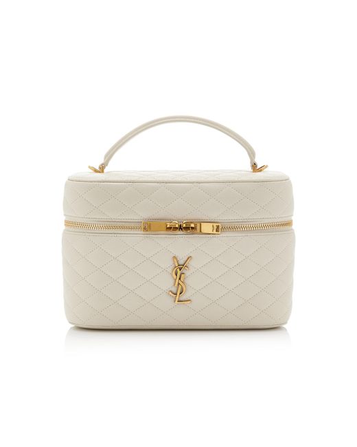 Saint Laurent Natural Gaby Large Quilted Leather Vanity Bag