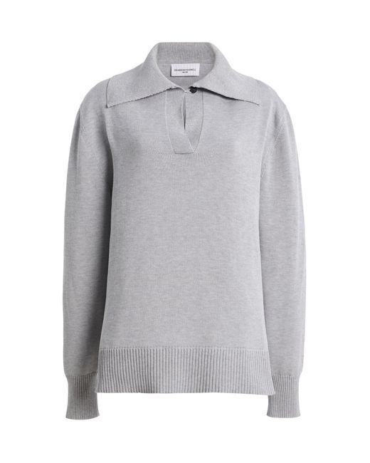 Brandon Maxwell Gray The Edie Relaxed Knit Polo Sweater