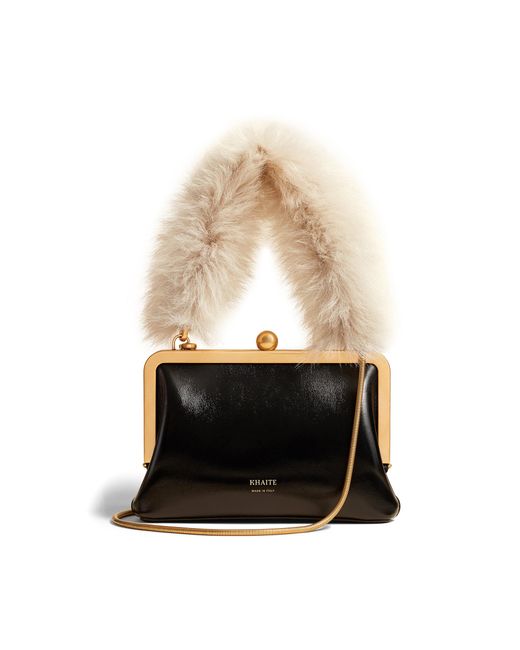 Khaite White Lilith Small Crackled Patent Leather Evening Bag