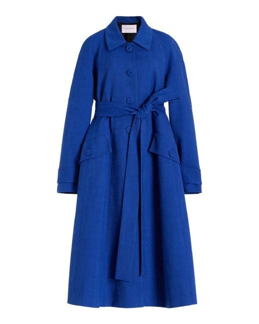 Carolina Herrera Blue A-line Cotton-blend Coat