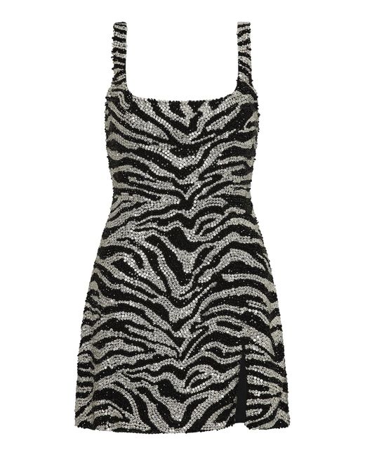 Rachel Gilbert Black Armour Crystal-Embellished Mini Dress