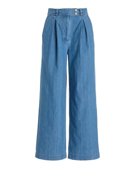 Jenni Kayne Blue Newport Pleated Denim Trousers