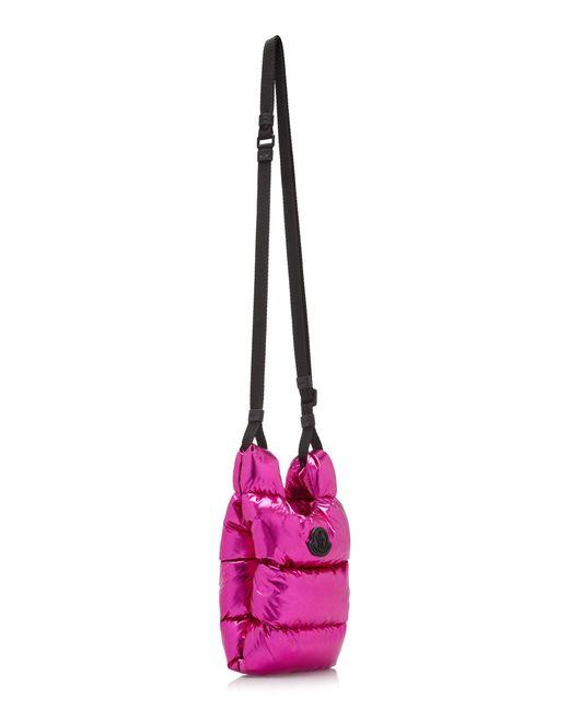 Moncler Pink Legere Small Metallic-nylon Crossbody Bag