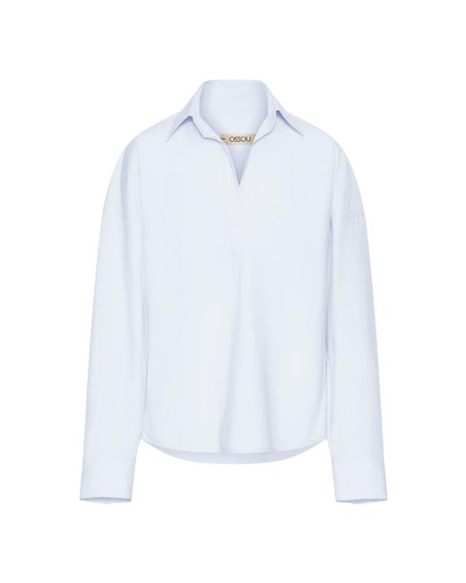 OSSOU White Maren Collared Cotton Top