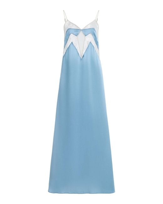 Sleeping with Jacques Blue Francine Stretch-Silk Satin Midi Slip Dress