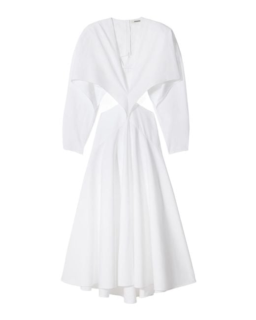 Jacquemus White The Canari Cutout Cotton Midi Dress