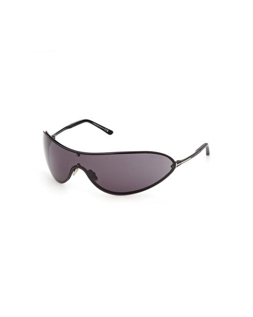 Tom Ford Black Brady Mask-Frame Metal Sunglasses