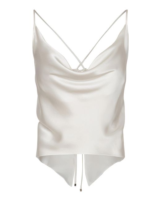 ANDRES OTALORA White Ecos De Luna Draped Satin Charmeuse Top