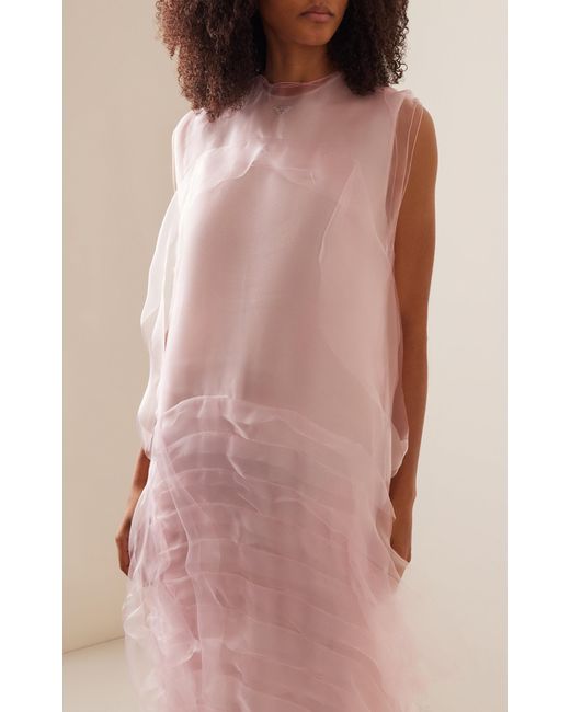 Prada Pink Layered Silk Midi Dress