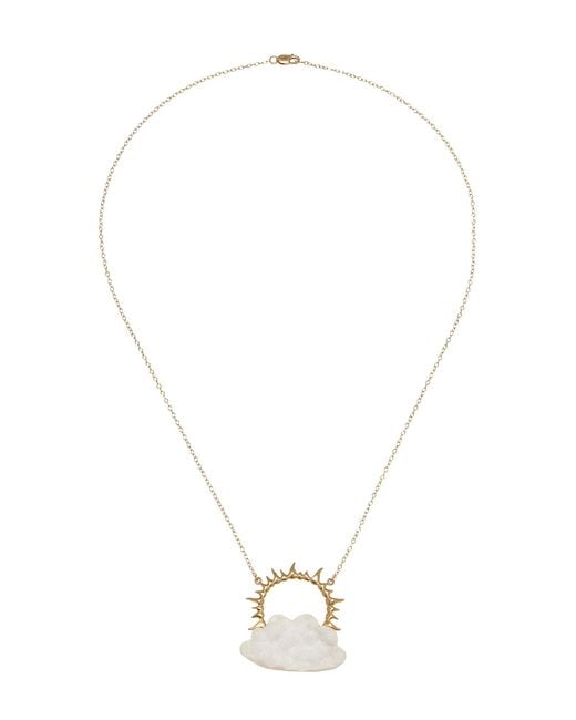 Annette Ferdinandsen White Sunshine Daydreamer Cloud 14K Chalcedony Drusy Necklace