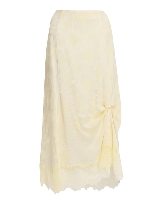 Erdem Natural Draped Floral Creponne Jacquard Maxi Skirt