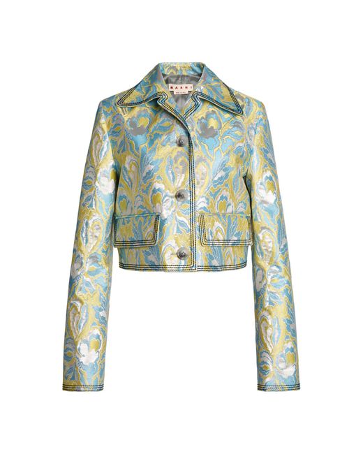 Marni Green Collared Woven Jacket