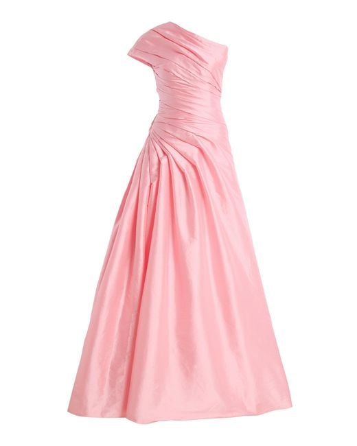 Monique Lhuillier Pink One Shoulder Ball Gown