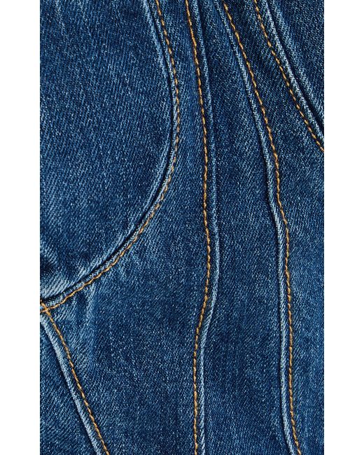 Nensi Dojaka Blue Cotton Corset Top