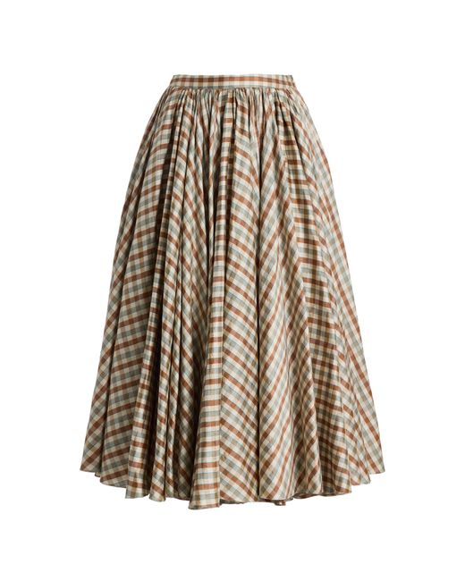 Altuzarra Natural Charlie Plaid Silk Midi Skirt