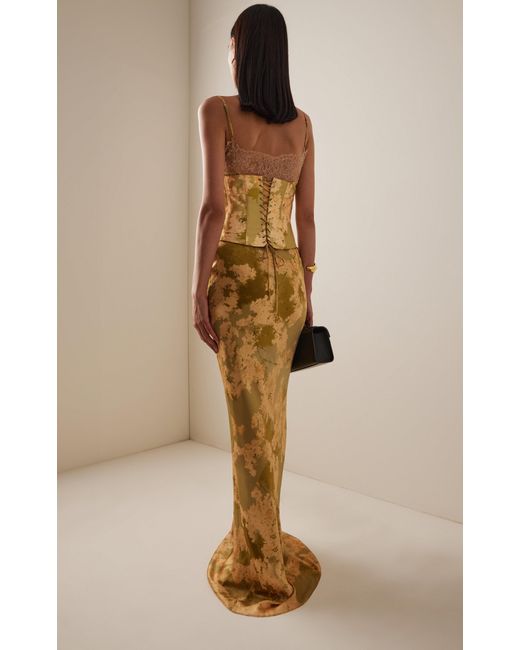 De La Vali Cleodora Corseted Silk-Blend Satin Maxi Dress in Metallic | Lyst  Australia
