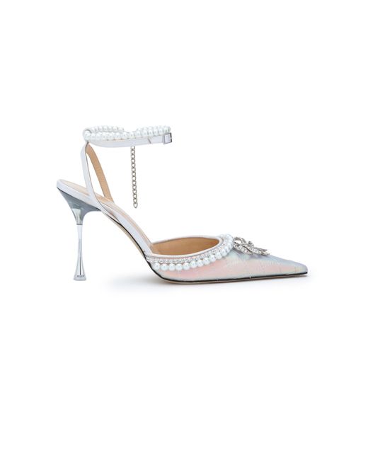 Mach & Mach White Iridescent Bow Of Elizabeth Heels