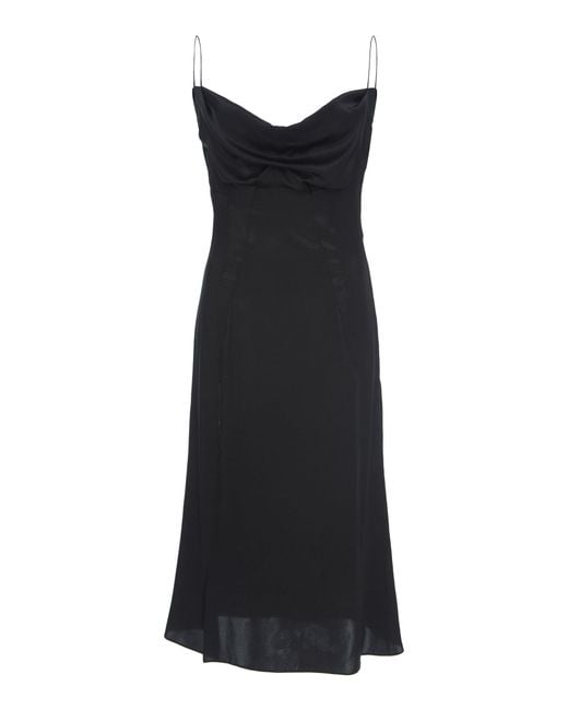 Versace Black Cowl Neck Silk-satin Dress