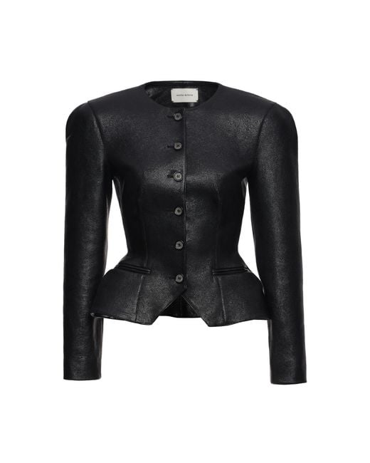 Magda Butrym Black Structured Sheep Leather Jacket