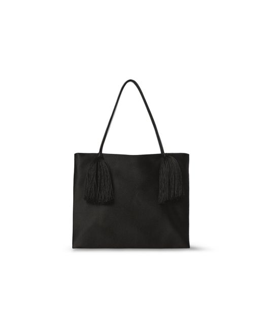 The Row Black Large Cecily Silk-Satin Bag