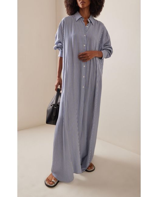 Frankie Shop Avery Striped Twill Maxi Shirt Dress in Blue | Lyst