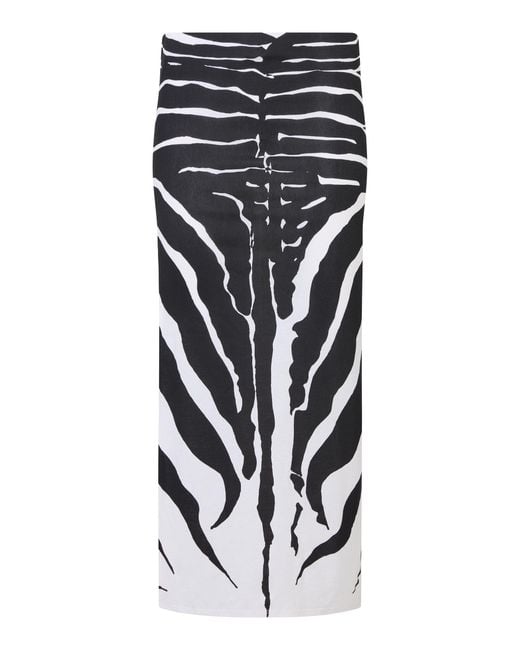 Conner Ives Black Zebra Jersey Midi Skirt