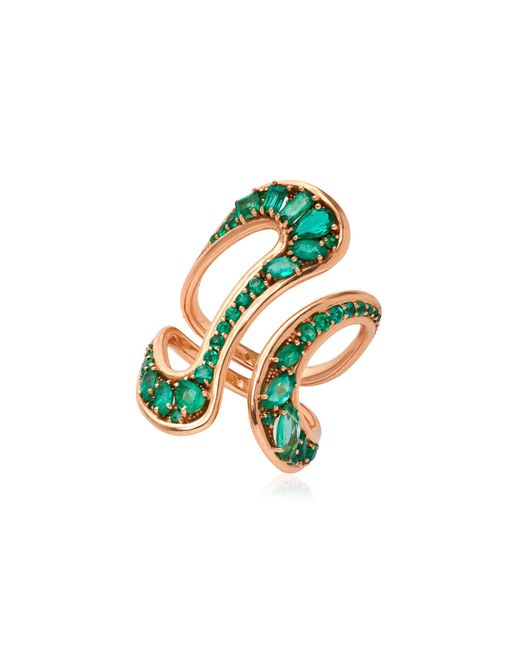 Fernando Jorge Green Stream 18k Rose Gold Emerald Ring