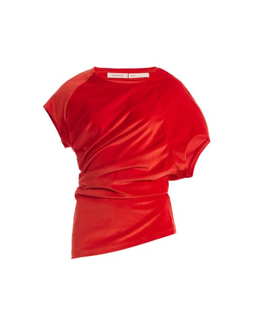 Colleen Allen Red Spiral Cotton Velvet Top
