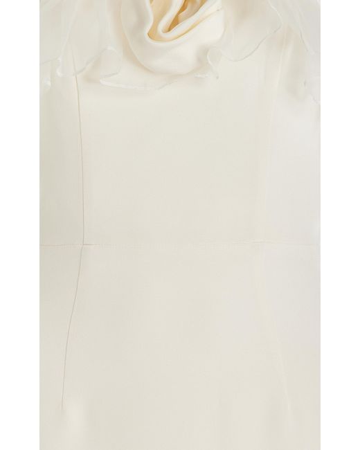 Alessandra Rich White Ruffled Silk-cady Midi Dress