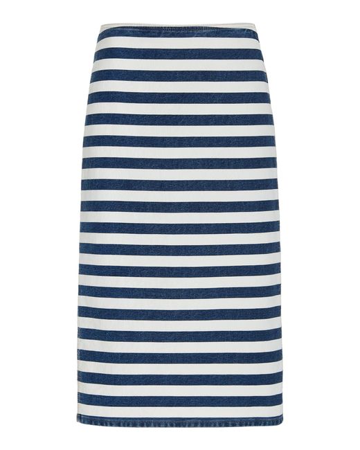Prada Blue Striped Denim Pencil Skirt