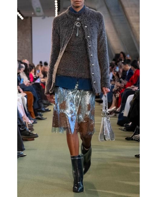 Rabanne Metallic Lace-Trimmed Knee-Length Skirt