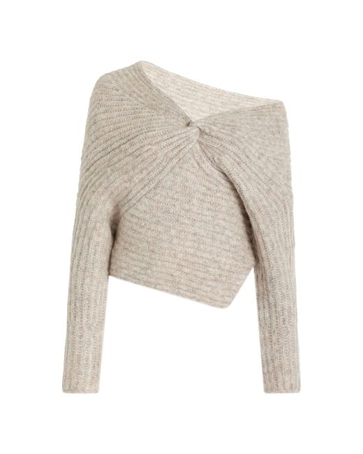 Cult Gaia Natural Lea Off-the-shoulder Wool-blend Sweater