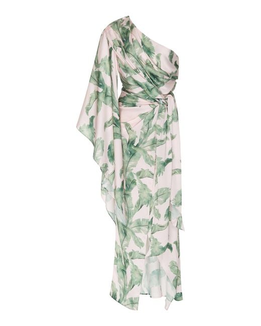 Significant Other Green Caspian Printed One-shoulder Maxi Dress
