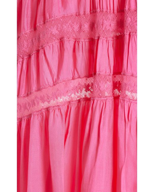 LoveShackFancy Pink Vendima Waist-tie Maxi Dress