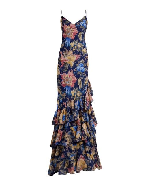Etro Blue Ruffled Maxi Dress