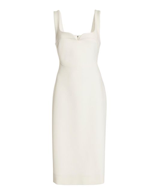Victoria Beckham White Sleeveless Virgin-wool-blend Midi Dress