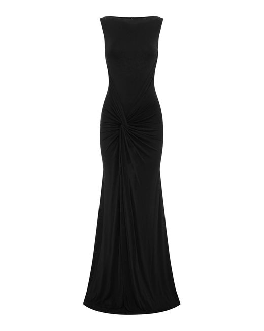 Alex Perry Black Sleeveless Twist Jersey Gown