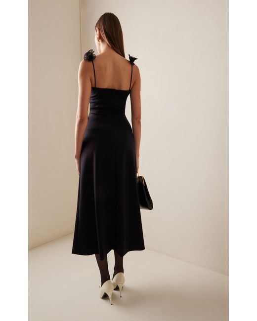 Magda Butrym Black Floral-detailed Midi Dress